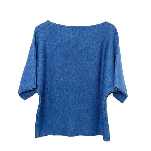Ann Mashburn Merino Wool Short Sleeve Dolman Sweater - Heathered Blue S - Picture 2 of 6